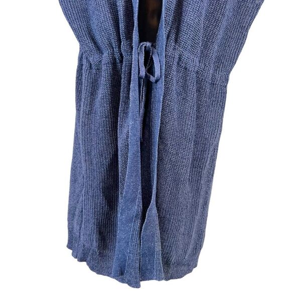 Lafayette 148 New York Vest Blue Marled Long Line Hemp Cardigan - Picture 3 of 13